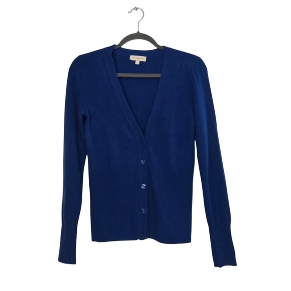 Tory Burch 100% Cashmere Cardigan in Cobalt Blue with small hole - Picture 2 of 13